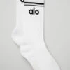 Women's Throwback Barre Sock - White/Black -ALO ACTIVEWEAR SALE A0263W 0001 b1 a1