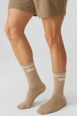 Unisex Throwback Sock - Gravel/White -ALO ACTIVEWEAR SALE A0357U 02577 b1 a2 1