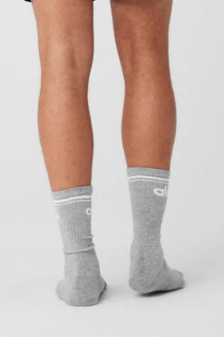 Unisex Throwback Sock - Athletic Heather Grey/White -ALO ACTIVEWEAR SALE A0357U 03320 b1 a4 m154