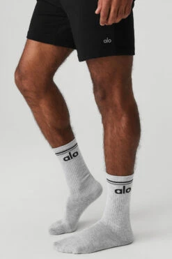 Unisex Throwback Sock - Athletic Heather Grey/Black -ALO ACTIVEWEAR SALE A0357U 03905 b1 a2 m54