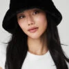 Faux Fur Bucket Hat - Black -ALO ACTIVEWEAR SALE A0375U 01 b1 a1 m54