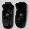 Faux Fur Mittens - Black 2 Faux Fur Mittens - Black -ALO ACTIVEWEAR SALE A0382W 01 b1 a1