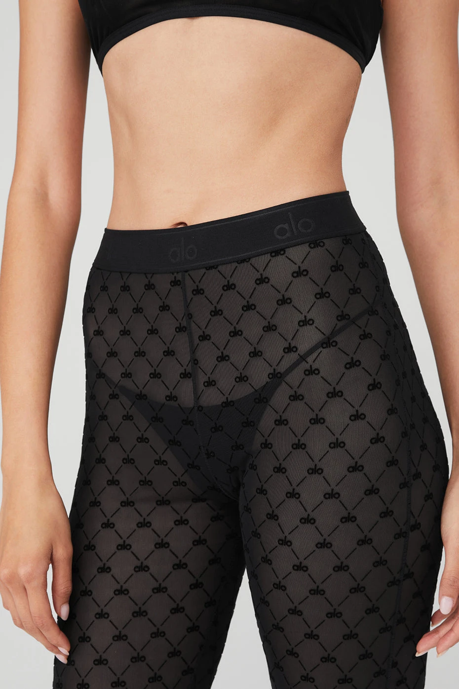 Flocked High-Waist Chalet Chic Stirrup Tights - Black 7 Flocked High-Waist Chalet Chic Stirrup Tights - Black - Image 5