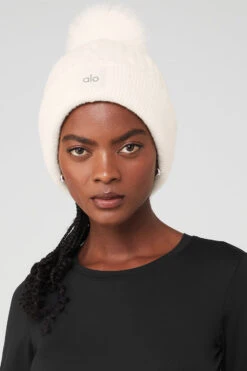 Cable Knit Beanie - Ivory 8 Cable Knit Beanie - Ivory -ALO ACTIVEWEAR SALE A0405U 03299 b1 a1 m100