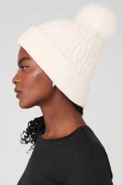Cable Knit Beanie - Ivory 9 Cable Knit Beanie - Ivory -ALO ACTIVEWEAR SALE A0405U 03299 b1 a2 m100