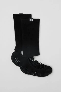 Women's Strappy Siren Grip Sock - Black -ALO ACTIVEWEAR SALE A0411W 01 b1 a1