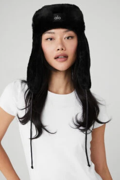 Faux Fur Polar Hat - Black -ALO ACTIVEWEAR SALE A0416U 01 b1 s1 a1 1 m54