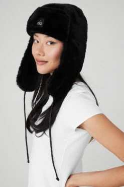 Faux Fur Polar Hat - Black -ALO ACTIVEWEAR SALE A0416U 01 b1 s1 a2 1 m54