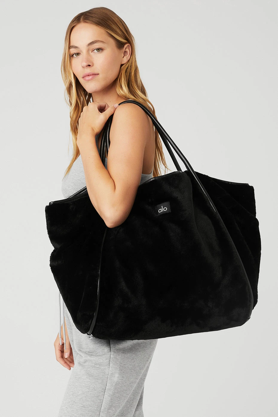 Faux Fur Tote Bag - Black 3 Faux Fur Tote Bag - Black