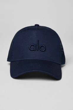 District Trucker Hat - Navy -ALO ACTIVEWEAR SALE A0467U 03842 b1 a2