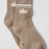 Unisex Half-Crew Throwback Sock - Gravel/White -ALO ACTIVEWEAR SALE A0480U 02577 b1 a1