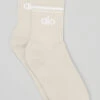 Unisex Half-Crew Throwback Sock - Bone/White -ALO ACTIVEWEAR SALE A0480U 03083 b1 a1