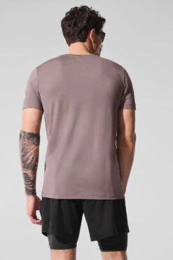 Conquer Reform Crewneck Short Sleeve - Mushroom -ALO ACTIVEWEAR SALE M1205R 05498 b1 s1 a2 1 m214