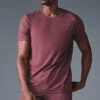 Conquer Reform Crewneck Short Sleeve - Burgundy Truffle -ALO ACTIVEWEAR SALE M1205R 05815 b1 s1 a1 1 m221