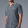 Open-Knit Polo - Steel Grey -ALO ACTIVEWEAR SALE M1229R 05541 b1 s1 a1 1 m180
