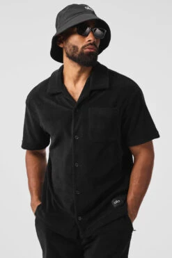 Coastal Terry Button Up - Black 10 Coastal Terry Button Up - Black -ALO ACTIVEWEAR SALE M1235R 01 b1 s1 a4 1 m93
