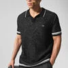 Sports Club Sweater Knit Polo - Black