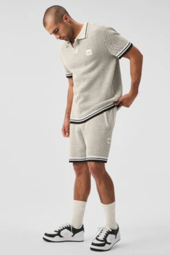 Sports Club Sweater Knit Polo - Bone -ALO ACTIVEWEAR SALE M1243R 03040 b1 s1 a1 1 m180