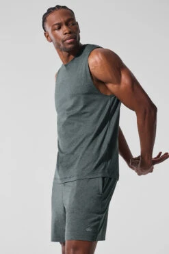Conquer Muscle Tank - Charcoal Green Heather 10 Conquer Muscle Tank - Charcoal Green Heather -ALO ACTIVEWEAR SALE M2066R 06111 b1 s1 a3 1 m221