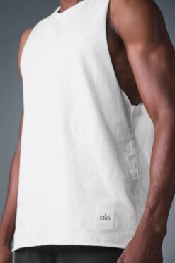 Society Raw Edge Tank - White -ALO ACTIVEWEAR SALE M2069R 00 b1 s1 a4 1 m221