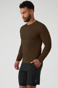 Idol Long Sleeve Performance Tee - Espresso -ALO ACTIVEWEAR SALE M3123R 04064 b1 s3 a3 1 m130