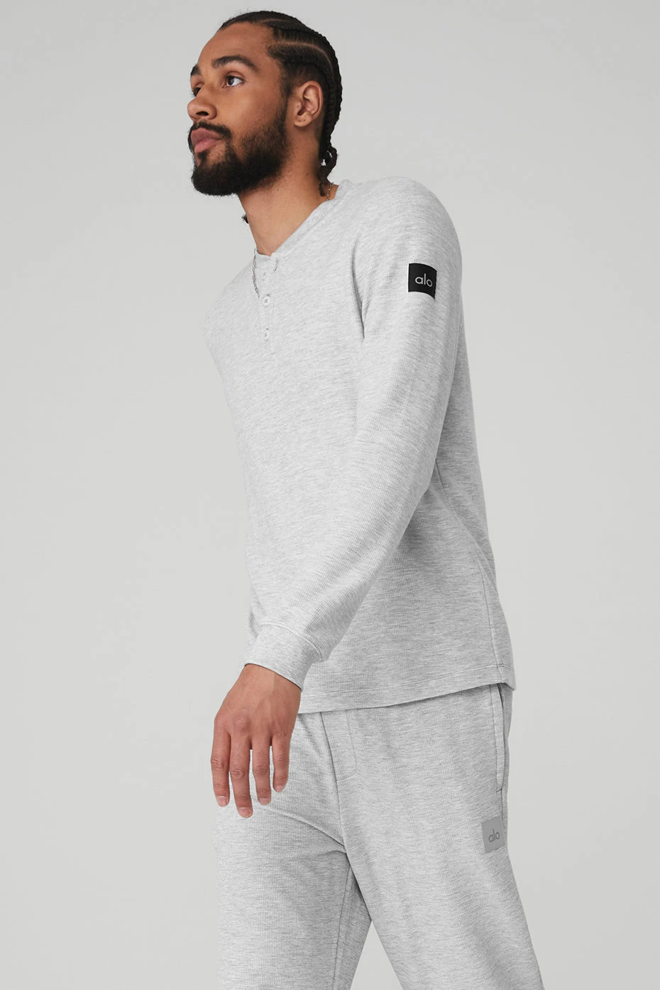 Micro Waffle Fast Break Henley - Athletic Heather Grey 5 Micro Waffle Fast Break Henley - Athletic Heather Grey - Image 3
