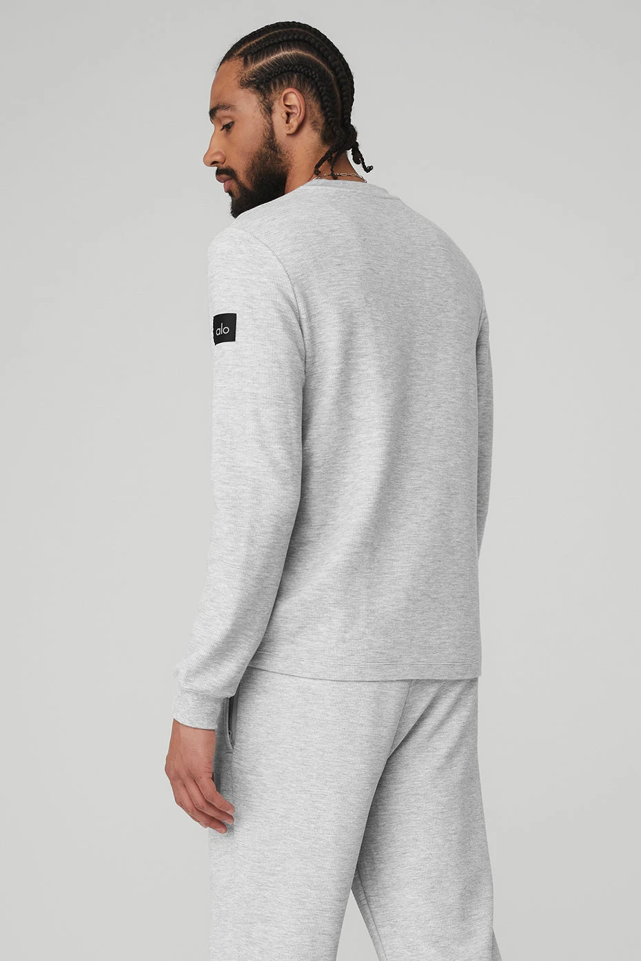 Micro Waffle Fast Break Henley - Athletic Heather Grey 4 Micro Waffle Fast Break Henley - Athletic Heather Grey - Image 2