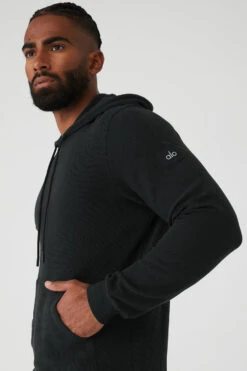 Micro Waffle Fast Break Hoodie - Black -ALO ACTIVEWEAR SALE M3164R 01 b1 s3 a4 1 m93