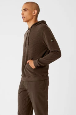 Micro Waffle Fast Break Hoodie - Espresso -ALO ACTIVEWEAR SALE M3164R 04064 b1 s3 a2 1 m154