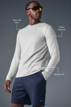 Conquer Reform Crewneck Long Sleeve - Athletic Heather Grey -ALO ACTIVEWEAR SALE M3181R 02910 b1 s1 ai 1 m221