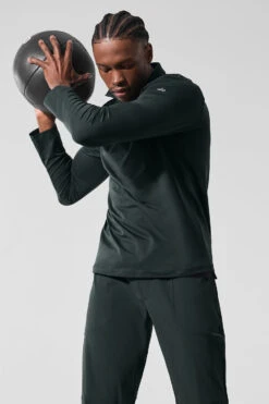 Conquer 1/4 Zip Reform Long Sleeve - Charcoal Green -ALO ACTIVEWEAR SALE M3193R 06021 b1 s1 a5 1 m221