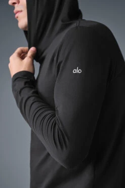 Conquer Reform Long Sleeve With Hood - Black -ALO ACTIVEWEAR SALE M3199R 01 b1 s1 a4 1 m214