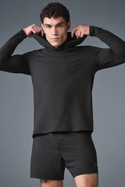 Conquer Reform Long Sleeve With Hood - Black -ALO ACTIVEWEAR SALE M3199R 01 b1 s1 a5 1 m214