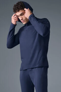Conquer Reform Long Sleeve With Hood - Navy -ALO ACTIVEWEAR SALE M3199R 03842 b1 s1 a3 1 m214