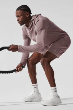 Conquer Reform Long Sleeve With Hood - Mushroom -ALO ACTIVEWEAR SALE M3199R 05498 b1 s1 a5 1 m221