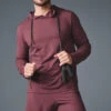 Conquer Reform Long Sleeve With Hood - Burgundy Truffle -ALO ACTIVEWEAR SALE M3199R 05815 b1 s1 a1 1 m226