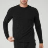 Micro Waffle Fast Break Long Sleeve Tee - Black