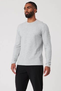 Micro Waffle Fast Break Long Sleeve Tee - Athletic Heather Grey 8 Micro Waffle Fast Break Long Sleeve Tee - Athletic Heather Grey -ALO ACTIVEWEAR SALE M3200R 02910 b1 s3 a2 1 m93