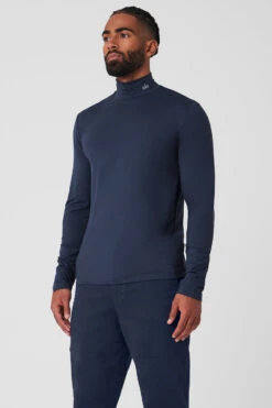 Conquer Reform Mock Neck Long Sleeve - Navy -ALO ACTIVEWEAR SALE M3218R 03842 b1 s3 a2 1 m154