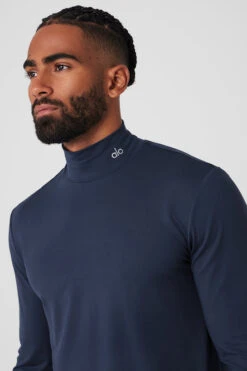 Conquer Reform Mock Neck Long Sleeve - Navy -ALO ACTIVEWEAR SALE M3218R 03842 b1 s3 a4 1 m154