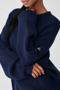 Scholar Crew Neck Sweater - Navy -ALO ACTIVEWEAR SALE M3224R 03842 b1 s1 a4 1 m18