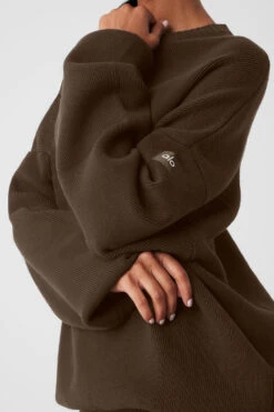 Scholar Crew Neck Sweater - Espresso 10 Scholar Crew Neck Sweater - Espresso -ALO ACTIVEWEAR SALE M3224R 04064 b1 s1 a4 1 m18