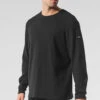 Elevate Waffle Long Sleeve Crew - Black -ALO ACTIVEWEAR SALE M3265R 01 b1 s3 a1 m180