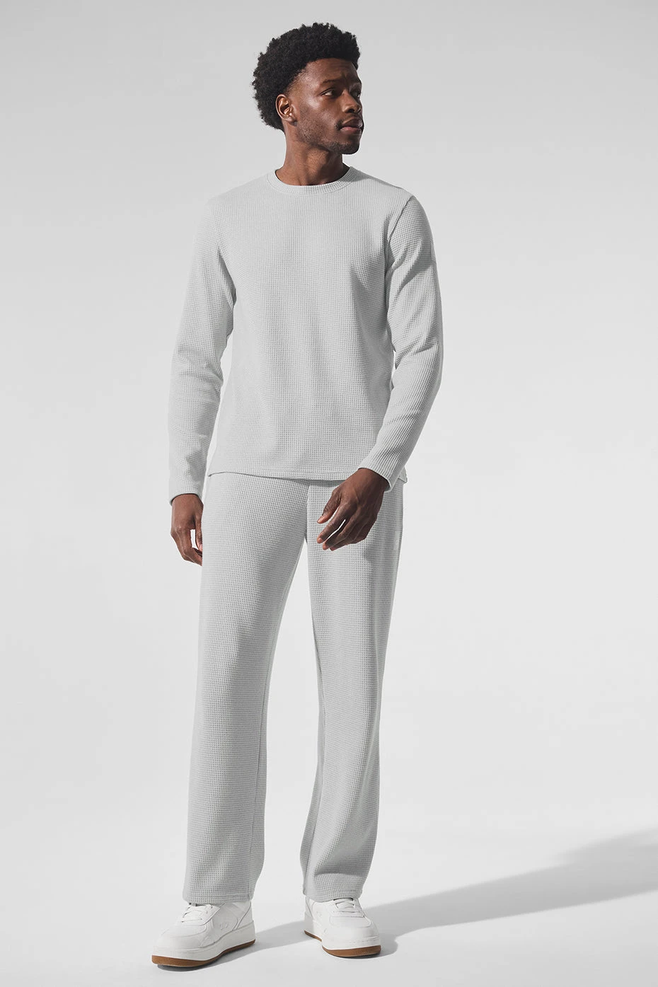 Elevate Waffle Long Sleeve Crew - Athletic Heather Grey 6 Elevate Waffle Long Sleeve Crew - Athletic Heather Grey - Image 4