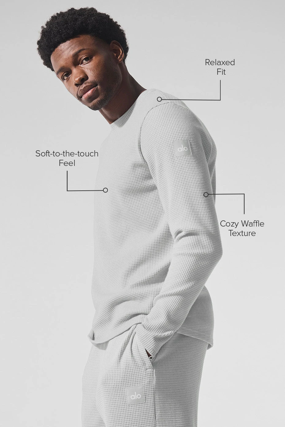 Elevate Waffle Long Sleeve Crew - Athletic Heather Grey 4 Elevate Waffle Long Sleeve Crew - Athletic Heather Grey - Image 2