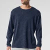 Elevate Waffle Long Sleeve Crew - Navy -ALO ACTIVEWEAR SALE M3265R 03842 b1 s3 a1 1 m180