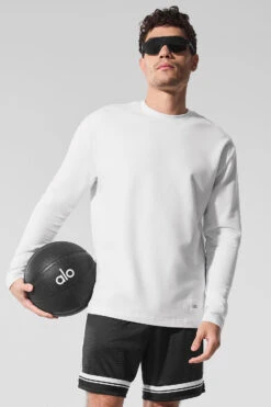 Double Take Long Sleeve Crew - White -ALO ACTIVEWEAR SALE M3299R 00 b1 s1 a4 1 m214