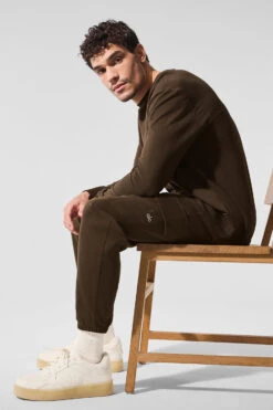 Double Take Long Sleeve Crew - Espresso -ALO ACTIVEWEAR SALE M3299R 04064 b1 s1 a4 1 m214