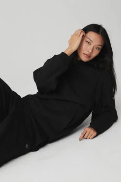 Renown Heavy Weight Hoodie - Black -ALO ACTIVEWEAR SALE U3013R 01 b1 s1 a4 2 m54