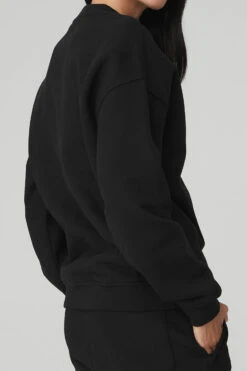 Renown Heavy Weight Crew Neck Pullover - Black -ALO ACTIVEWEAR SALE U3014R 01 b1 s1 a4 1 m54